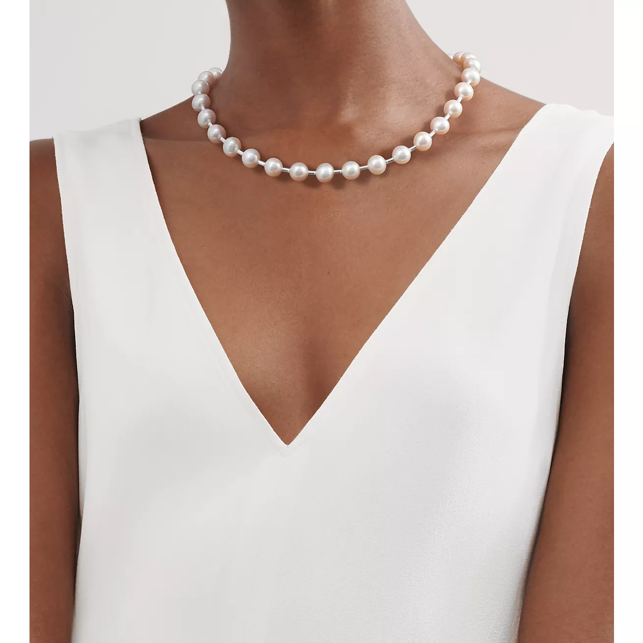 Tiffany HardWear Freshwater Pearl Necklace in Sterling Silver, 16''